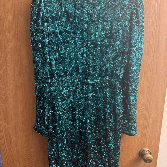 Teal Sequins Cocktail Dress - Picture 2 of 3